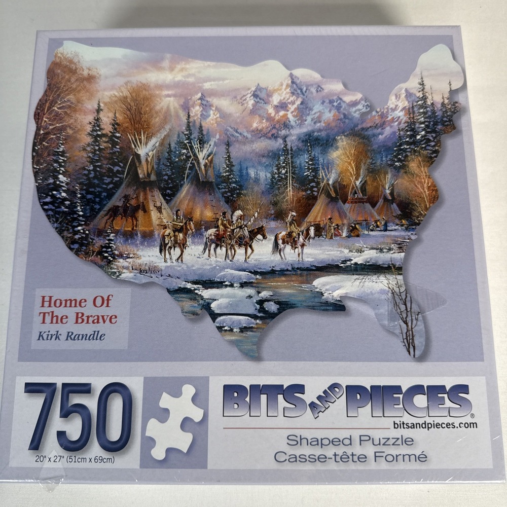 Bits and Pieces 750 Jigsaw Puzzle Home Of The Brave-Winter Scene Kirk Randle NEW